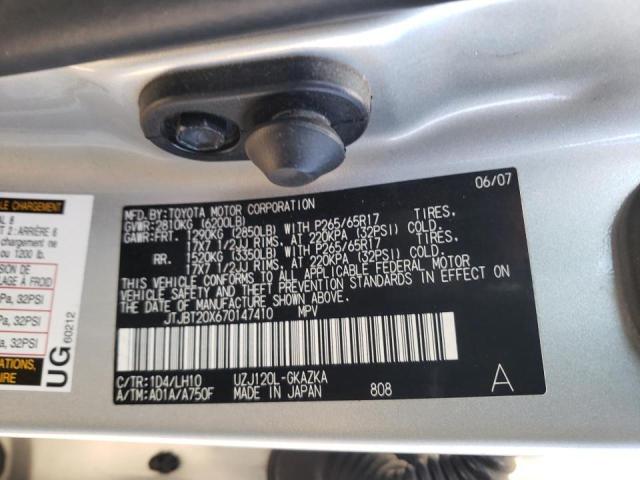 Photo 10 from auction – 2007 LEXUS GX 470 with VIN JTJBT20X670147410