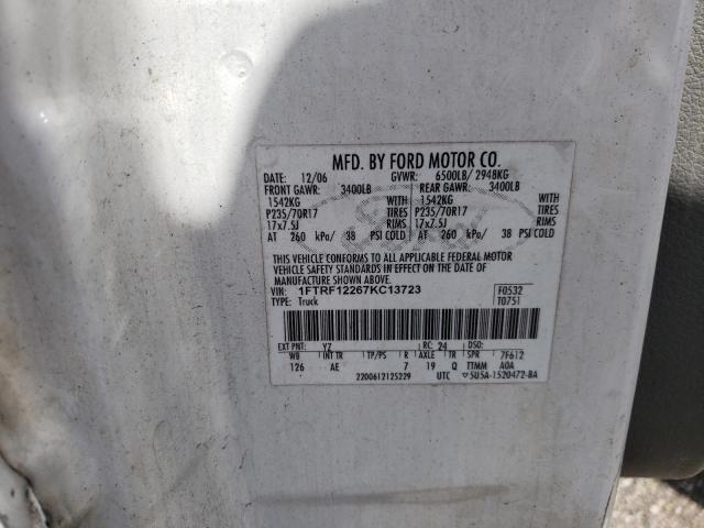 Photo 10 from auction – 2007 FORD F150 with VIN 1FTRF12267KC13723
