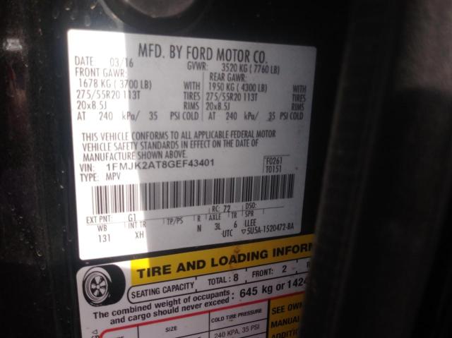 Photo 10 from auction – 2016 FORD EXPEDITION with VIN 1FMJK2AT8GEF43401