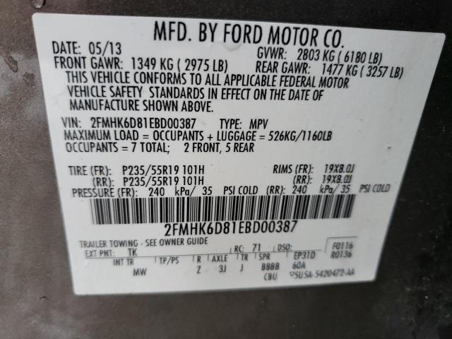 Photo 10 from auction – 2014 FORD FLEX LIMIT with VIN 2FMHK6D81EBD00387