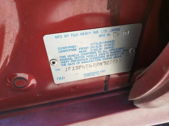 Photo 10 from auction – 2002 SUBARU FORESTER S with VIN JF1SF65622H723866