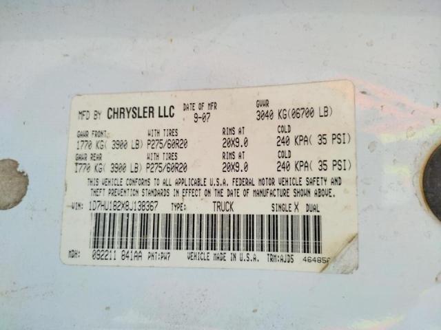 Photo 10 from auction – 2008 DODGE RAM 1500 S with VIN 1D7HU182X8J138367