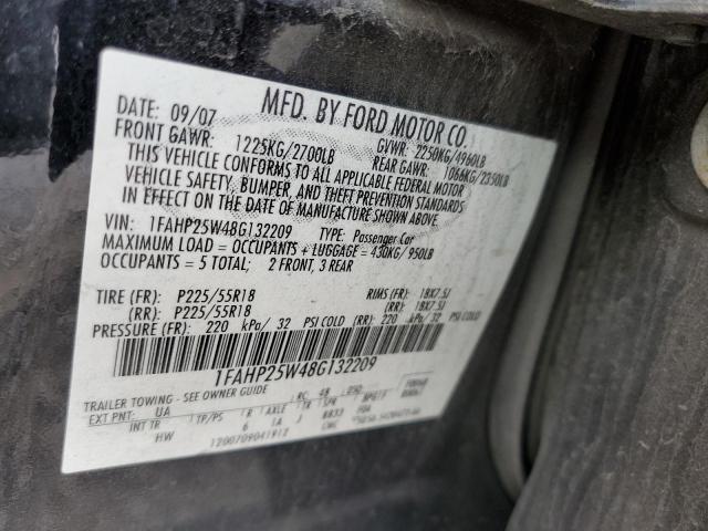 Photo 10 from auction – 2008 FORD TAURUS LIM with VIN 1FAHP25W48G132209