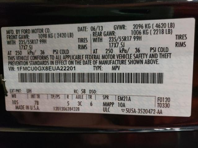 Photo 10 from auction – 2014 FORD ESCAPE SE with VIN 1FMCU0GX8EUA22201