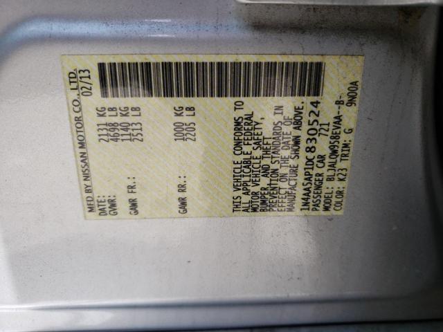 Photo 10 from auction – 2013 NISSAN MAXIMA S with VIN 1N4AA5AP1DC830524