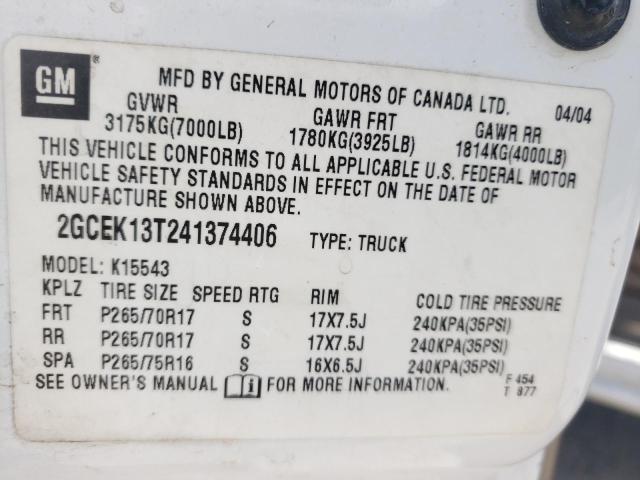 Photo 10 from auction – 2004 CHEVROLET SILVERADO with VIN 2GCEK13T241374406