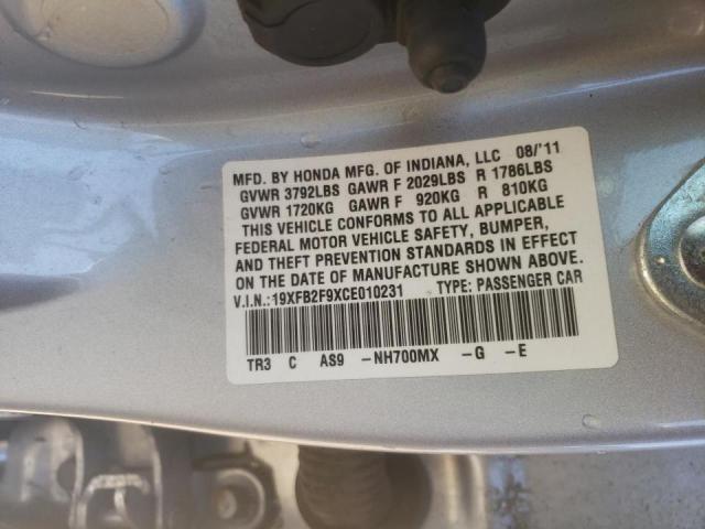 Photo 10 from auction – 2012 HONDA CIVIC EXL with VIN 19XFB2F9XCE010231