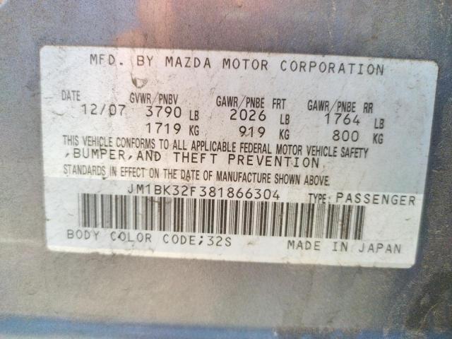 Photo 10 from auction – 2008 MAZDA 3 I with VIN JM1BK32F381866304