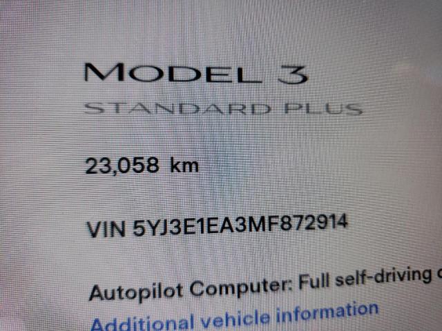 Photo 8 from auction – 2021 TESLA MODEL 3 with VIN 5YJ3E1EA3MF872914