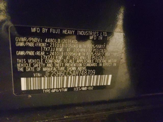 Photo 10 from auction – 2010 SUBARU FORESTER 2 with VIN JF2SH6CC5AH748709