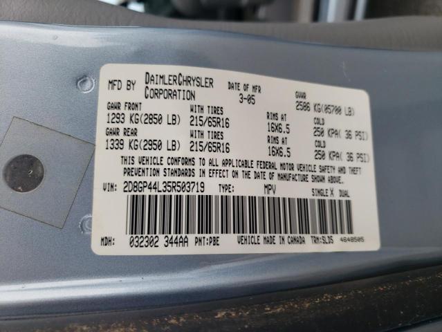 Photo 10 from auction – 2005 DODGE GRAND CARA with VIN 2D8GP44L35R503719