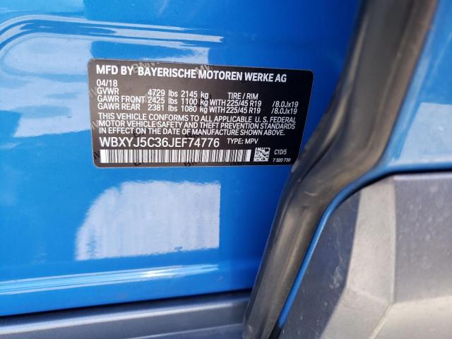 Photo 10 from auction – 2018 BMW X2 XDRIVE2 with VIN WBXYJ5C36JEF74776