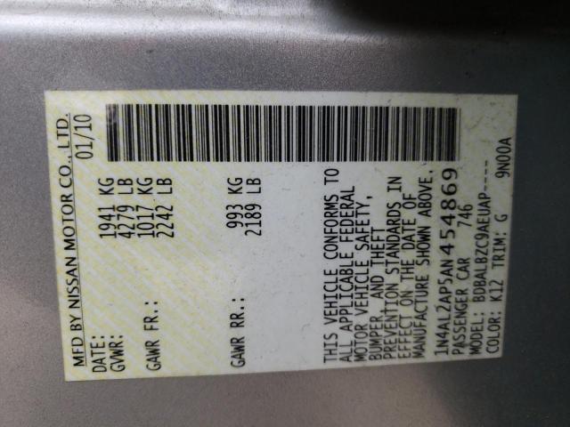 Photo 10 from auction – 2010 NISSAN ALTIMA BAS with VIN 1N4AL2AP5AN454869