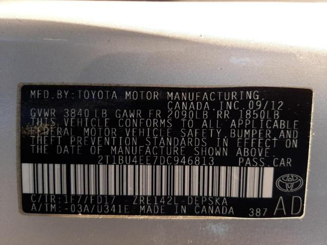 Photo 10 from auction – 2013 TOYOTA CAROLLA with VIN 2T1BU4EE7DC946813