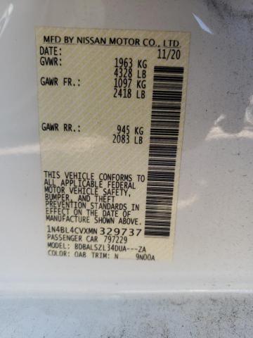Photo 10 from auction – 2021 NISSAN ALTIMA SR with VIN 1N4BL4CVXMN329737
