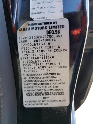 Photo 10 from auction – 1999 ISUZU RODEO with VIN 4S2CK58W5X4327532