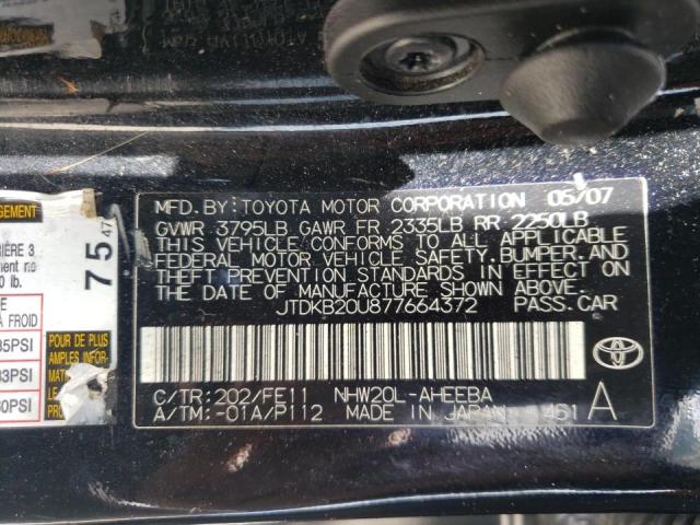 Photo 10 from auction – 2007 TOYOTA PRIUS with VIN JTDKB20U877664372