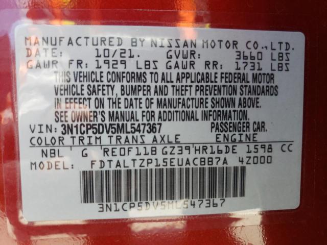Photo 10 from auction – 2021 NISSAN KICKS with VIN 3N1CP5DV5ML547367