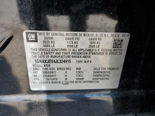 Photo 10 from auction – 2018 CHEVROLET EQUINOX LT with VIN 3GNAXJEV4JL324915