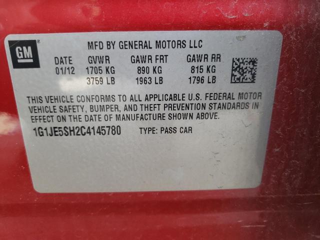 Photo 10 from auction – 2012 CHEVROLET SONIC LTZ with VIN 1G1JE5SH2C4145780