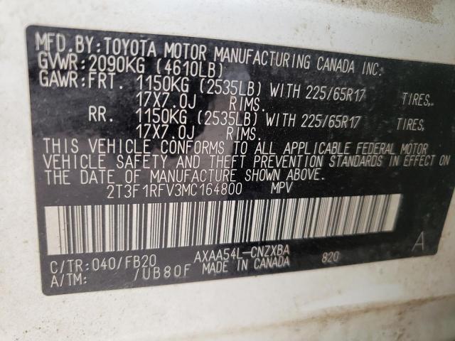 Photo 10 from auction – 2021 TOYOTA RAV4 LE with VIN 2T3F1RFV3MC164800