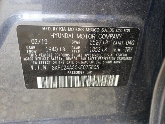 Photo 10 from auction – 2019 HYUNDAI ACCENT SE with VIN 3KPC24A30KE076805