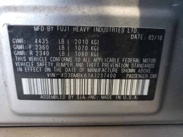 Photo 10 from auction – 2010 SUBARU LEGACY 2.5 with VIN 4S3BMBK61A3237400