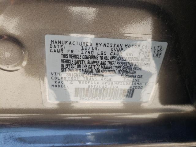 Photo 10 from auction – 2015 NISSAN VERSA S with VIN 3N1CN7AP3FL890026