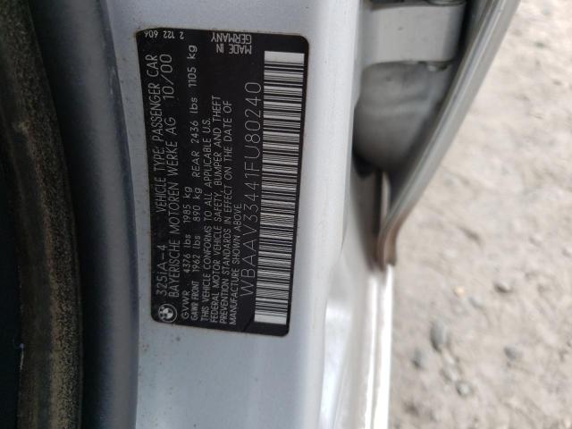 Photo 10 from auction – 2001 BMW 325 I with VIN WBAAV33441FU80240