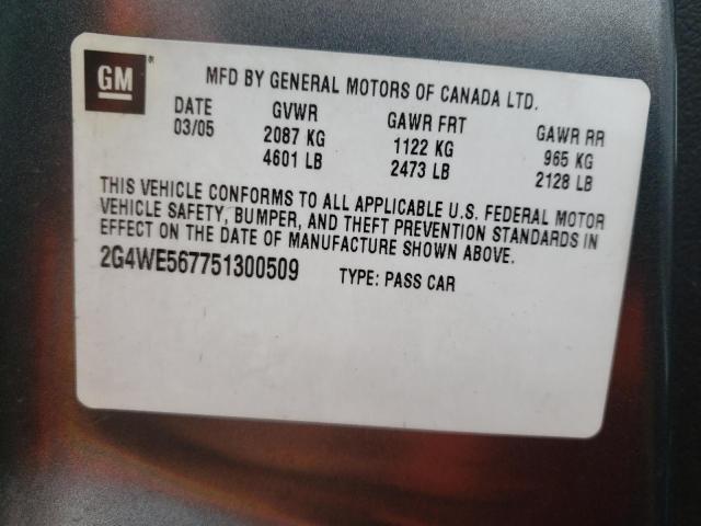 Photo 10 from auction – 2005 BUICK LACROSSE C with VIN 2G4WE567751300509