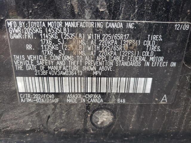 Фото 10 с аукциона – 2010 TOYOTA RAV4 с VIN 2T3BF4DV3AW036413