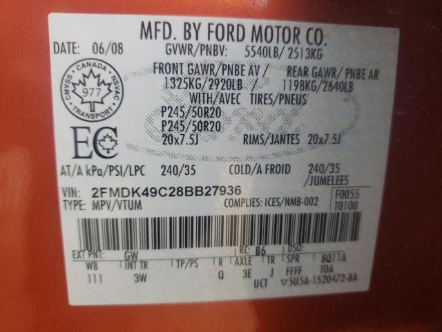 Photo 10 from auction – 2008 FORD EDGE LIMIT with VIN 2FMDK49C28BB27936
