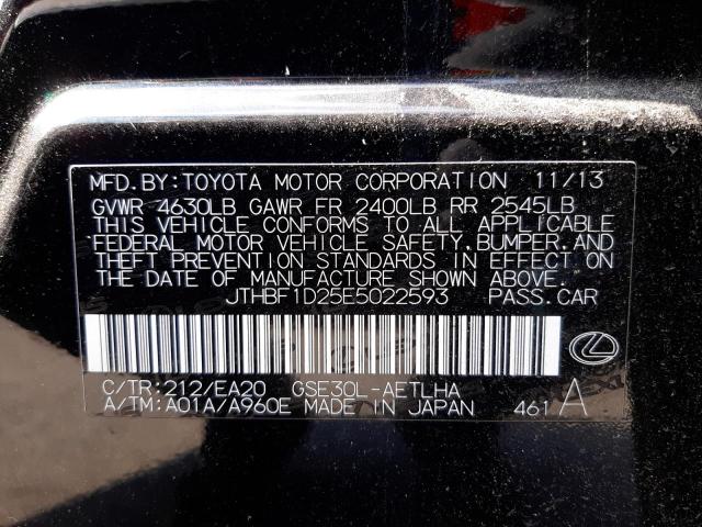 Photo 10 from auction – 2014 LEXUS IS 250 with VIN JTHBF1D25E5022593