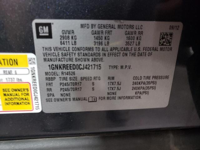 Photo 10 from auction – 2012 CHEVROLET TRAVERSE L with VIN 1GNKREED0CJ421715