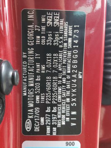 Photo 10 from auction – 2011 KIA SORENTO with VIN 5XYKU4A26BG014731