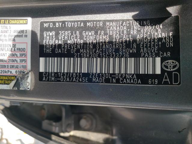 Photo 10 from auction – 2005 TOYOTA COROLLA CE with VIN 2T1BR30E15C333736