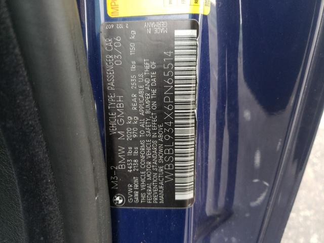 Photo 10 from auction – 2006 BMW M3 with VIN WBSBL934X6PN65514