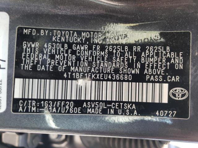 Photo 10 from auction – 2014 TOYOTA CAMRY L with VIN 4T1BF1FKXEU436680