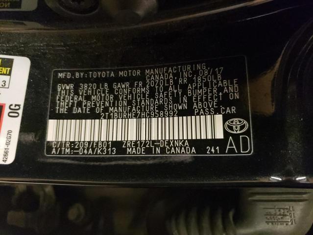 Photo 10 from auction – 2017 TOYOTA COROLLA L with VIN 2T1BURHE7HC958992