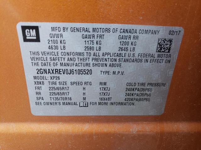 Photo 10 from auction – 2018 CHEVROLET EQUINOX LS with VIN 2GNAXREV0J6105520