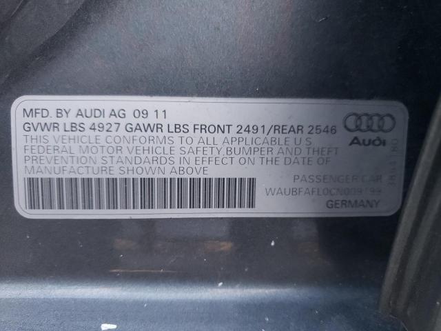 Photo 10 from auction – 2012 AUDI A4 PREMIUM with VIN WAUBFAFL0CN009199