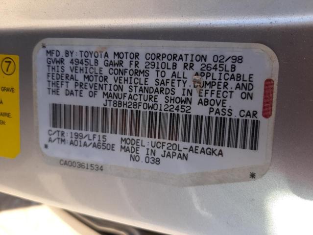 Photo 10 from auction – 1998 LEXUS LS 400 with VIN JT8BH28F0W0122452