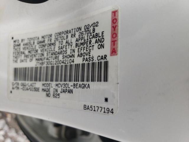 Photo 10 from auction – 2002 LEXUS ES 300 with VIN JTHBF30G120042104