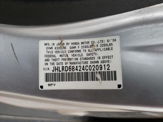 Photo 10 from auction – 2004 HONDA CR-V LX with VIN JHLRD68424C020912