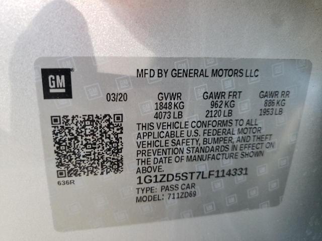 Photo 10 from auction – 2020 CHEVROLET MALIBU LT with VIN 1G1ZD5ST7LF114331