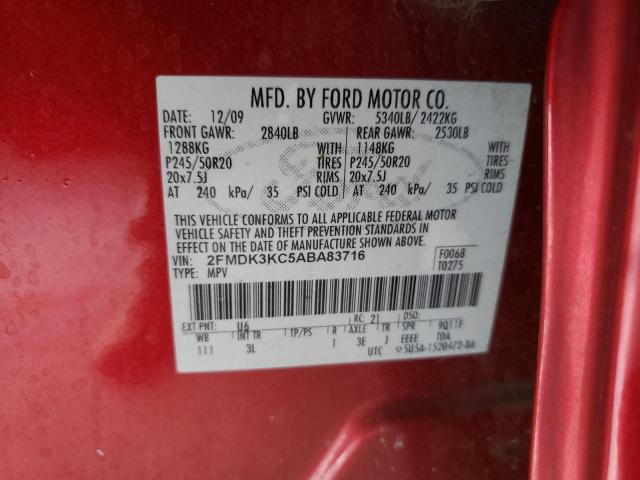 Photo 10 from auction – 2010 FORD EDGE LIMIT with VIN 2FMDK3KC5ABA83716