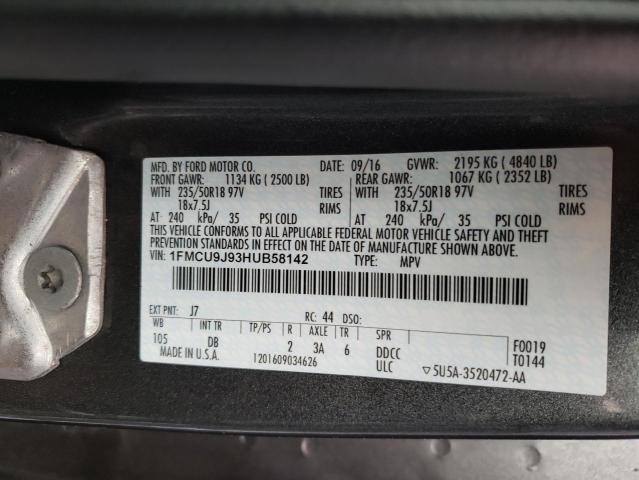 Photo 10 from auction – 2017 FORD ESCAPE TIT with VIN 1FMCU9J93HUB58142