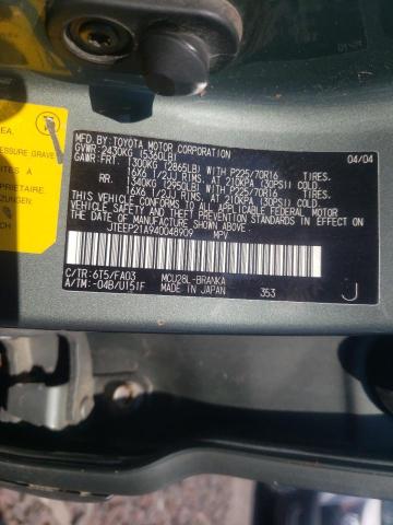 Photo 10 from auction – 2004 TOYOTA HIGHLANDER with VIN JTEEP21A940048909