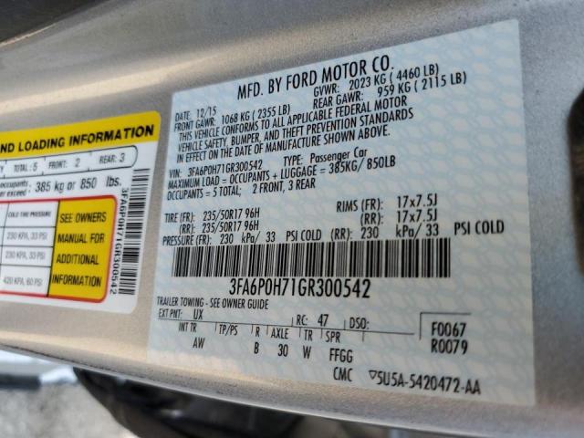 Photo 10 from auction – 2016 FORD FUSION SE with VIN 3FA6P0H71GR300542