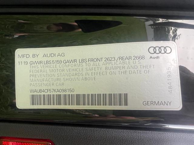 Photo 10 from auction – 2019 AUDI S5 PREMIUM with VIN WAUB4CF57KA098150
